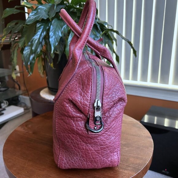 ALEXANDER MCQUEEN Leather Convertible Satchel Bag Burgundy - Picture 6 of 15